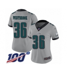 Women's Philadelphia Eagles #36 Brian Westbrook Limited Silver Inverted Legend 100th Season Football Jersey