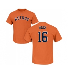 Baseball Houston Astros #16 Aledmys Diaz Orange Name & Number T-Shirt