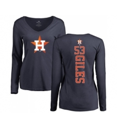 MLB Women's Nike Houston Astros #53 Ken Giles Navy Blue Backer Long Sleeve T-Shirt
