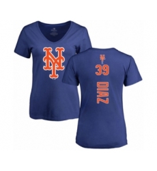 Baseball Women's New York Mets #39 Edwin Diaz Royal Blue Backer T-Shirt