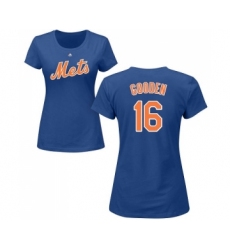 MLB Women's Nike New York Mets #16 Dwight Gooden Royal Blue Name & Number T-Shirt