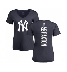 Baseball Women's New York Yankees #65 James Paxton Navy Blue Backer T-Shirt