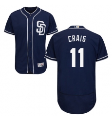 Men's Majestic San Diego Padres #11 Allen Craig Navy Blue Alternate Flex Base Authentic Collection MLB Jersey