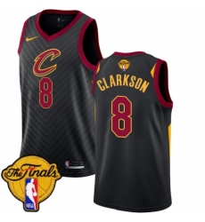 Youth Nike Cleveland Cavaliers #8 Jordan Clarkson Authentic Black 2018 NBA Finals Bound NBA Jersey Statement Edition