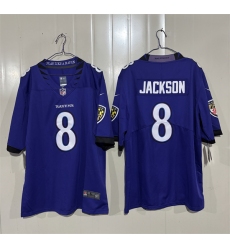 Men's Baltimore Ravens #8 Lamar Jackson Purple 2026 Alternate Vapor Limited Football Stitched Jersey
