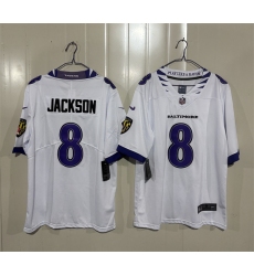 Men's Baltimore Ravens #8 Lamar Jackson White 2026 Alternate Vapor Limited Football Stitched Jersey
