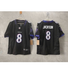 Women's Baltimore Ravens #8 Lamar Jackson Black F.U.S.E. Vapor Football Jersey(Run Small)