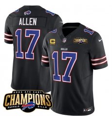 Men's Buffalo Bills #17 Josh Allen Black 2023 F.U.S.E. AFC East Champions With 4-star C Football Stitched Jersey