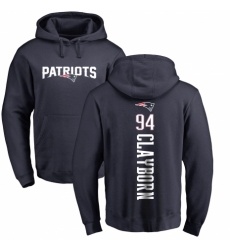 NFL Nike New England Patriots #94 Adrian Clayborn Navy Blue Backer Pullover Hoodie
