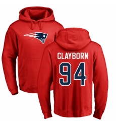 NFL Nike New England Patriots #94 Adrian Clayborn Red Name & Number Logo Pullover Hoodie