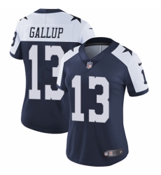 Women's Nike Dallas Cowboys #13 Michael Gallup Navy Blue Throwback Alternate Vapor Untouchable Limited Player NFL Jersey