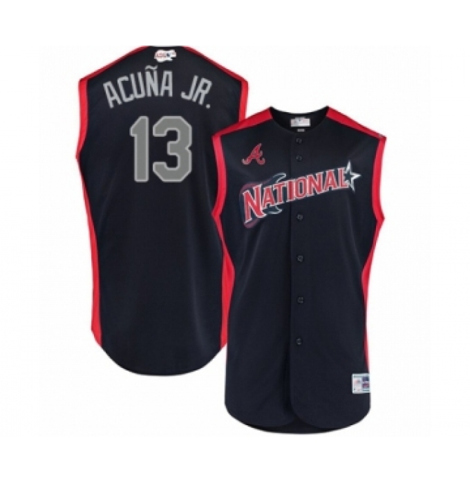 Youth Atlanta Braves #13 Ronald Acuna Jr. Authentic Navy Blue National League 2019 Baseball All-Star Jersey