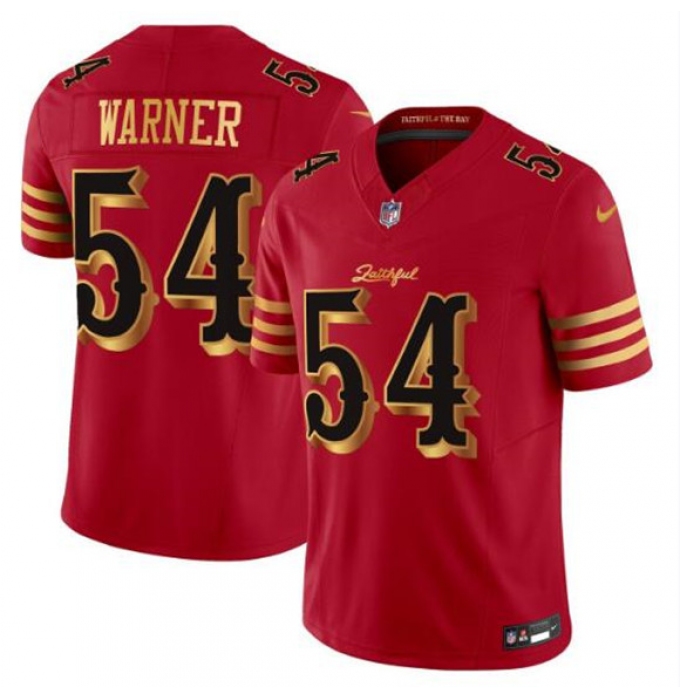 Men's San Francisco 49ers #54 Fred Warner Red Gold 2025 F.U.S.E. “Rivalries” Vapor Limited Football Stitched Jersey