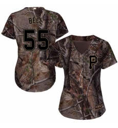 Women's Majestic Pittsburgh Pirates #55 Josh Bell Authentic Camo Realtree Collection Flex Base MLB Jersey