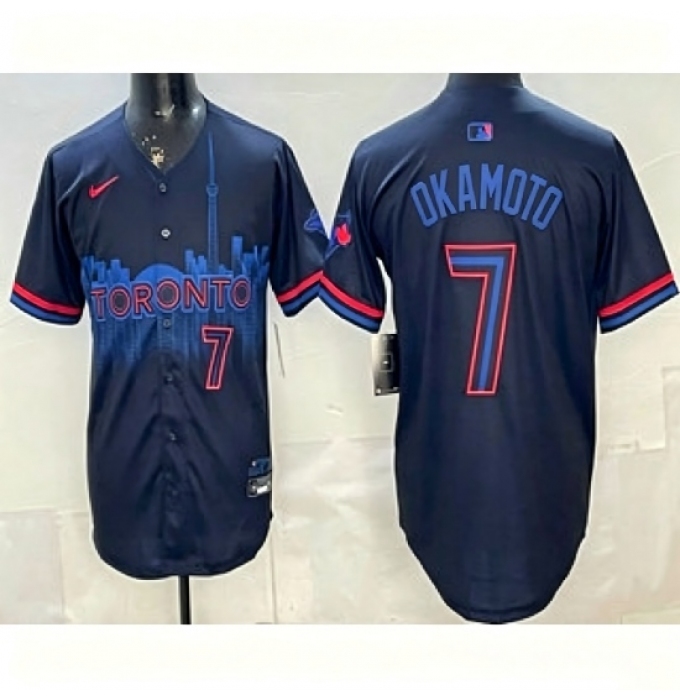 Men's Toronto Blue Jays #7 Kazuma Okamoto Black City Jersey