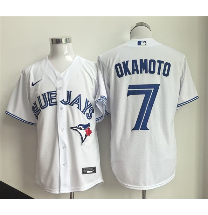 Men's Toronto Blue Jays #7 Kazuma Okamoto White Home Limited Stitched Baseball Jersey
