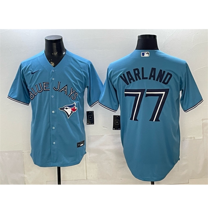 Men's Toronto Blue Jays #77 Louis Varland Blue Stitched Baseball Jersey