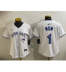 Women's Toronto Blue Jays #1 Mom White Limited Stitched Baseball Jersey(Run Small)