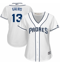 Women's Majestic San Diego Padres #13 Freddy Galvis Authentic White Home Cool Base MLB Jersey