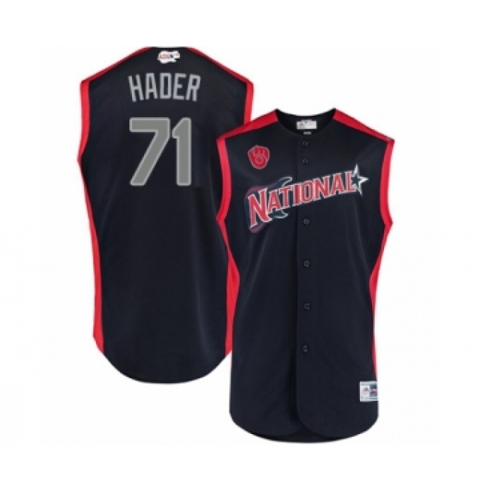 Men's Milwaukee Brewers #71 Josh Hader Authentic Navy Blue National League 2019 Baseball All-Star Jersey