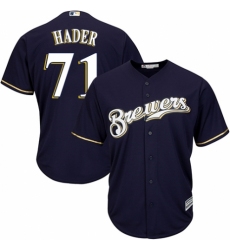 Youth Majestic Milwaukee Brewers #71 Josh Hader Authentic White Alternate Cool Base MLB Jersey