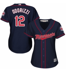 Women's Majestic Minnesota Twins #12 Jake Odorizzi Replica Navy Blue Alternate Road Cool Base MLB Jersey
