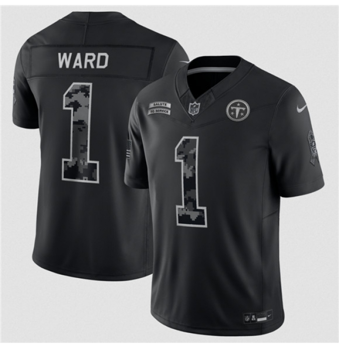 Men's Tennessee Titans #1 Cameron Ward Black F.U.S.E. 2026 Salute to Service Limited Football Stitched Jersey