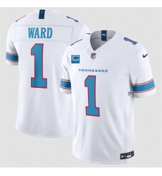 Men's Tennessee Titans #1 Cameron Ward White 2026 With 2-Star C F.U.S.E. Vapor Limited Football Stitched Jersey