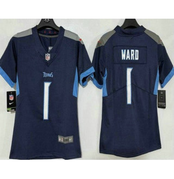 Women's Tennessee Titans #1 Cameron Ward Limited Navy Vapor Jersey