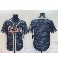 Men's Chicago Bears Blank Grey Camo With Patch Cool Base Stitched Baseball Jersey