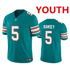 Youth Miami Dolphins #5 Jalen Ramsey Aqua 2023 F.U.S.E Vapor Limited Stitched Football Jersey