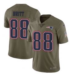 Men's Nike New England Patriots #88 Kenny Britt Limited Olive 2017 Salute to Service NFL Jersey