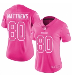 Women's Nike New England Patriots #80 Jordan Matthews Limited Pink Rush Fashion NFL Jersey