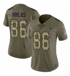 Women's Nike New England Patriots #86 Troy Niklas Limited Olive/Camo 2017 Salute to Service NFL Jersey