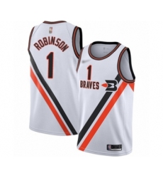 Men's Los Angeles Clippers #1 Jerome Robinson Authentic White Hardwood Classics Finished Basketball Jersey