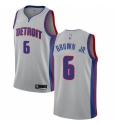 Youth Nike Detroit Pistons #6 Bruce Brown Jr. Swingman Silver NBA Jersey Statement Edition