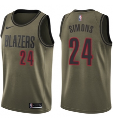 Men's Nike Portland Trail Blazers #24 Anfernee Simons Swingman Green Salute to Service NBA Jersey
