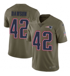 Men's Nike New England Patriots #42 Duke Dawson Limited Olive 2017 Salute to Service NFL Jersey