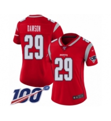 Women's New England Patriots #29 Duke Dawson Limited Red Inverted Legend 100th Season Football Jersey