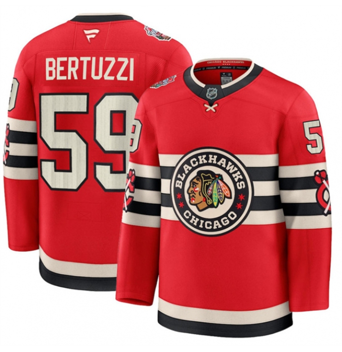 Men's Chicago Blackhawks #59 Tyler Bertuzzi Red 2024-25 Winter Classic Stitched Hockey Jersey