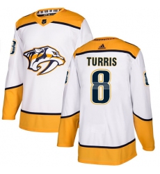Men's Adidas Nashville Predators #8 Kyle Turris Authentic White Away NHL Jersey