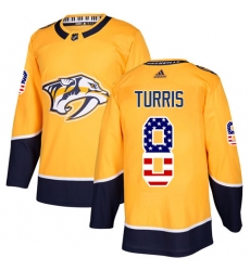 Youth Adidas Nashville Predators #8 Kyle Turris Authentic Gold USA Flag Fashion NHL Jersey