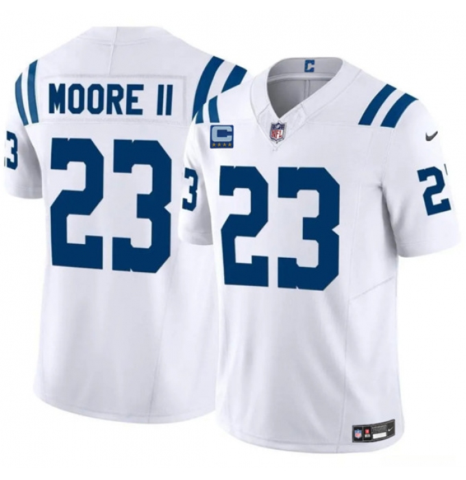 Men's Indianapolis Colts #23 Kenny Moore II White 2025 F.U.S.E. With 4-Star C Vapor Limited Football Stitched Jersey