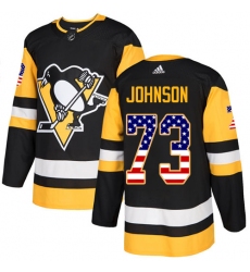Men's Adidas Pittsburgh Penguins #73 Jack Johnson Authentic Black USA Flag Fashion NHL Jersey