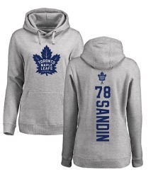 NHL Women's Adidas Toronto Maple Leafs #78 Rasmus Sandin Ash Backer Pullover Hoodie
