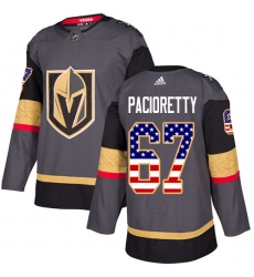 Men's Adidas Vegas Golden Knights #67 Max Pacioretty Authentic Gray USA Flag Fashion NHL Jersey