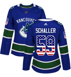 Women's Adidas Vancouver Canucks #59 Tim Schaller Authentic Blue USA Flag Fashion NHL Jersey