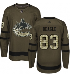 Youth Adidas Vancouver Canucks #83 Jay Beagle Authentic Green Salute to Service NHL Jersey