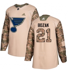 Men's Adidas St. Louis Blues #21 Tyler Bozak Authentic Camo Veterans Day Practice NHL Jersey