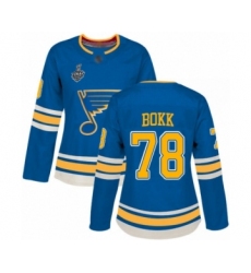 Women's St. Louis Blues #78 Dominik Bokk Authentic Navy Blue Alternate 2019 Stanley Cup Final Bound Hockey Jersey